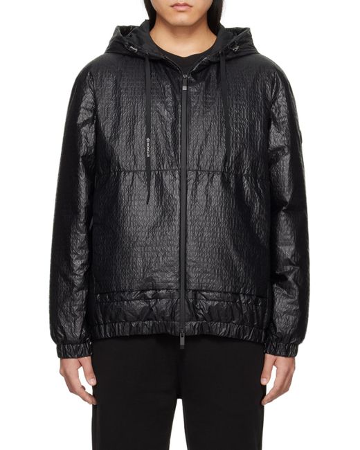 Moncler Black Zip-Up Drawstring Hooded Jacket for men