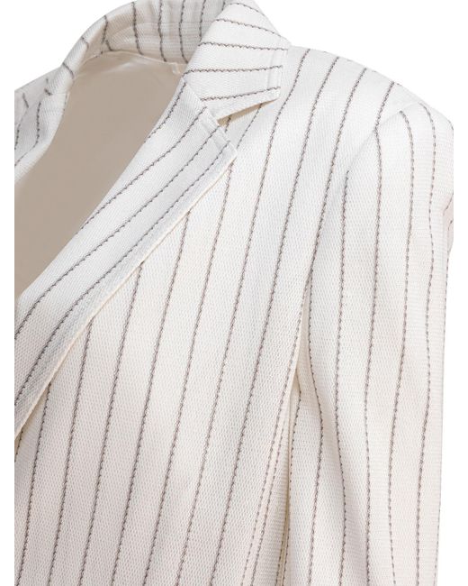 Max Mara White Jadi Striped Single-Breasted Tailored Blazer