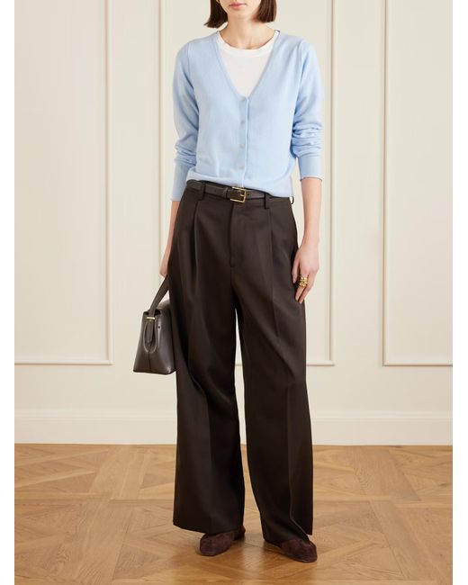 Allude Blue Cropped Knit Cardigan