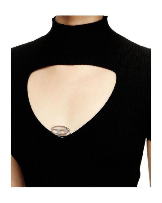 DIESEL Black M- Cut-Out Oval Hardware T-Shirt