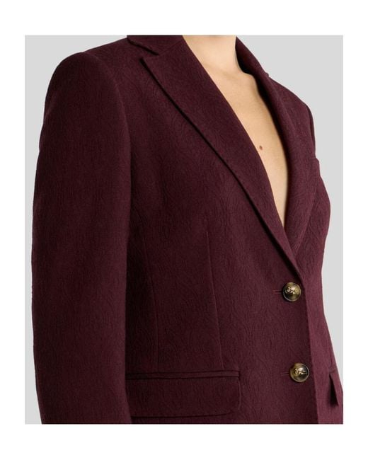 Etro Purple Single-Breasted Wool Jacquard Jacket With Medallion Motif