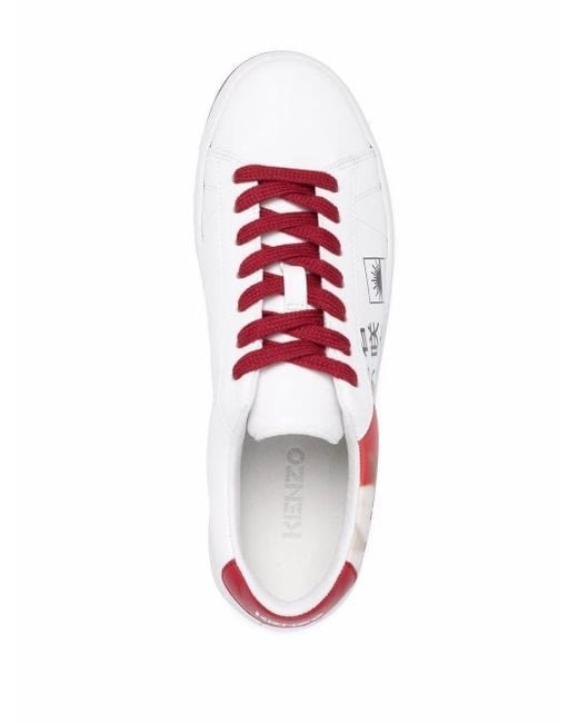 KENZO White Kourt Logo-Print Sneakers