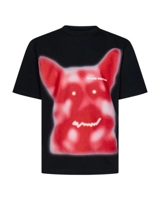 Heron Preston Red Beware Of Dog Crewneck T-Shirt for men