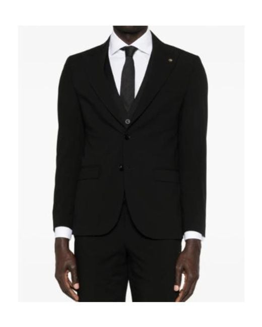 Tagliatore Black Vest With Patch Pockets for men