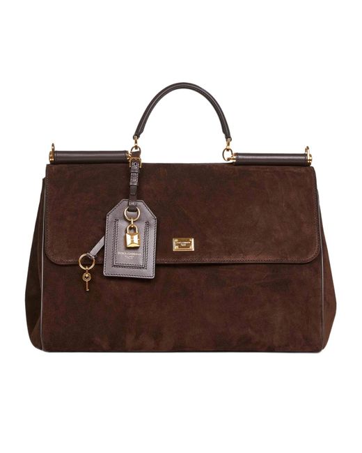 Dolce & Gabbana Brown Logo Tag Top Handle Bag