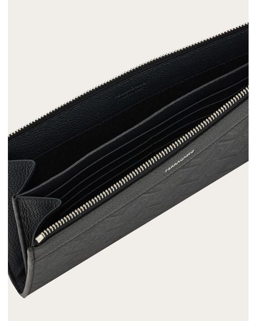 Ferragamo Black Ferragamo Monogram Printed Zipped Wristlet Bag for men