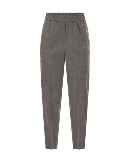 Peserico Gray Trousers With Elasticated Waistband