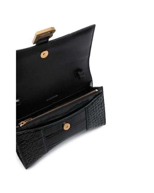 Balenciaga Black Embossed Logo Plaque Chain Wallet