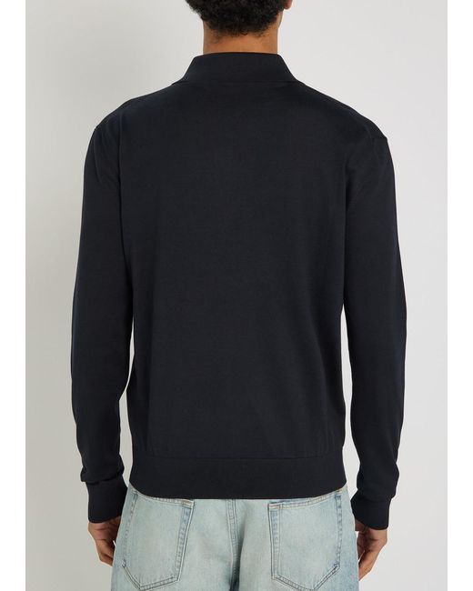 Saint Laurent Blue Silk And Cotton-Blend Polo Shirt for men