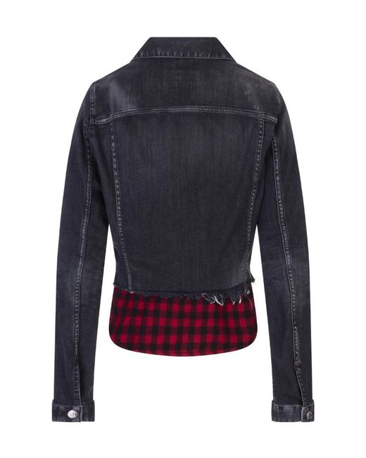 DSquared² Blue Panelled Button-Up Jacket