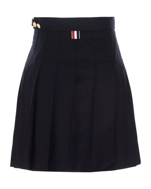 Thom Browne Blue Pleated Mini Skirt
