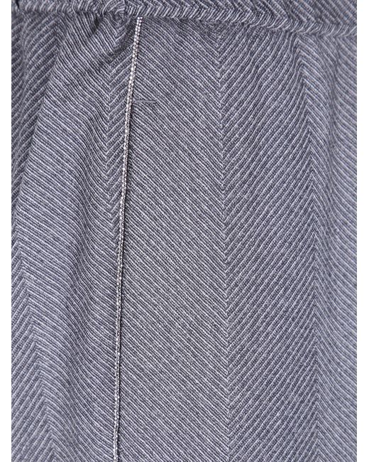 Peserico Gray Herringbone Elasticated-Waist Trousers