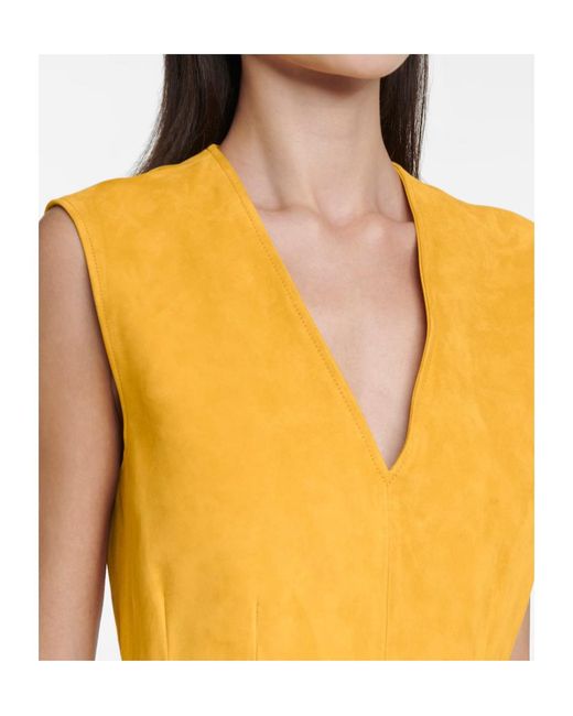 Joseph Yellow V-Neck Zipper Dress