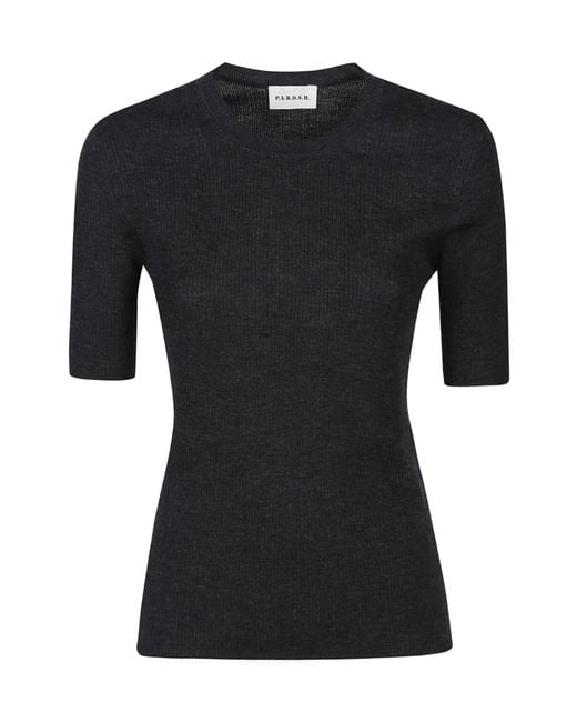 P.A.R.O.S.H. Black Ribbed T-Shirt