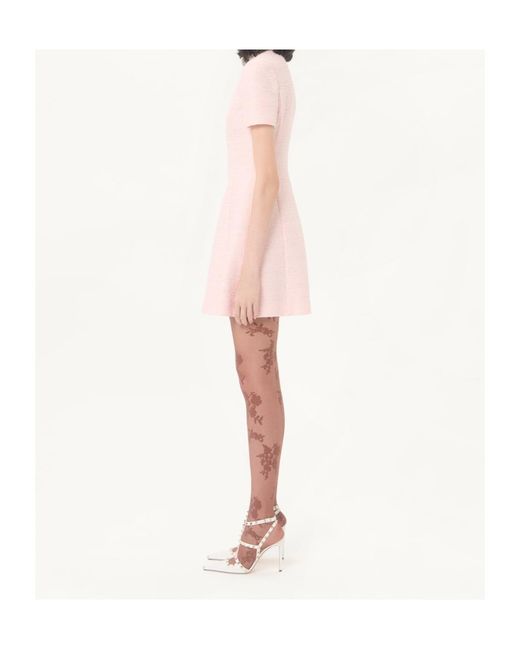 Valentino Pink Embroidered Tweed Short Dress