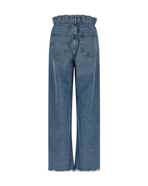 Agolde Blue Lyonne Paperbag Wide-Leg Jeans