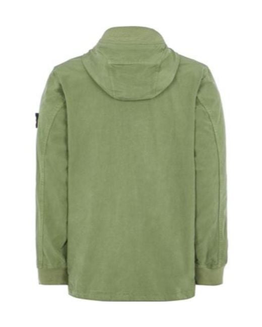 Stone Island Green Compass-Patch Twill Weave Hooded Jacket for men