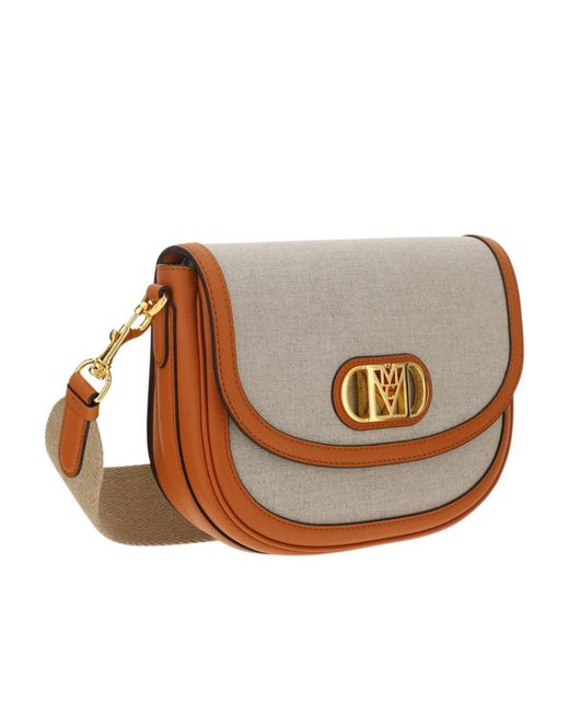 MCM White Mode Travia Logo Plaque Small Crossbody Bag