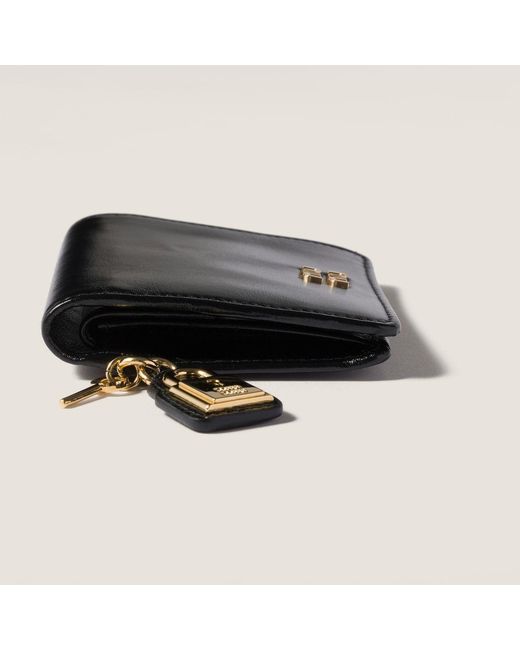 Miu Miu Black Logo-Lettering Bi-Fold Wallet