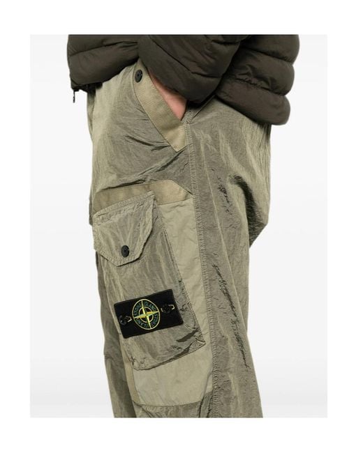 Stone Island Green Casual Trousers With Belt Loops for men