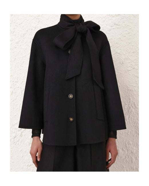 Zimmermann Black Valiant Pussybow Coat