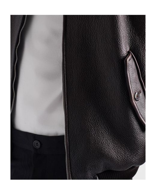 Prada Brown Leather Bomber Jacket for men