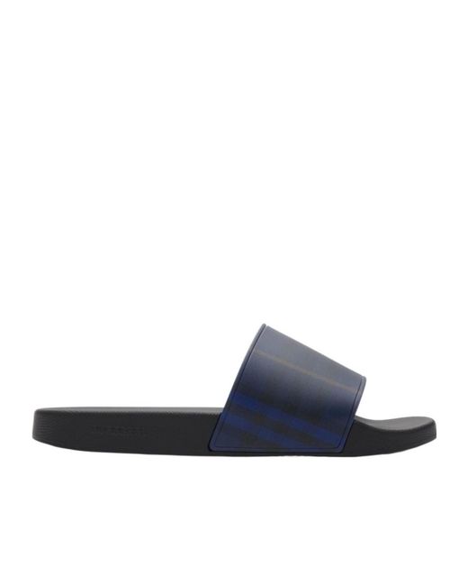 Burberry Blue Check Slides for men