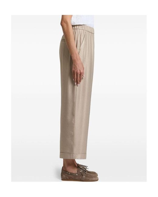 Peserico Natural Elasticated-Waist Turn-Up Trousers
