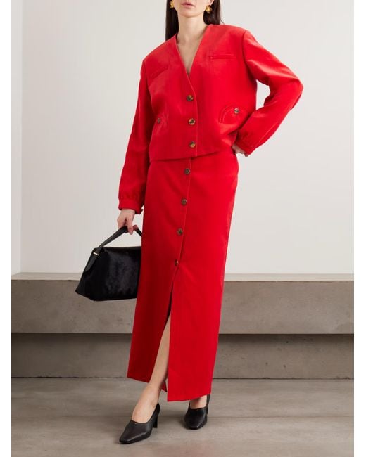 Blazé Milano Red Button-Front Maxi Skirt