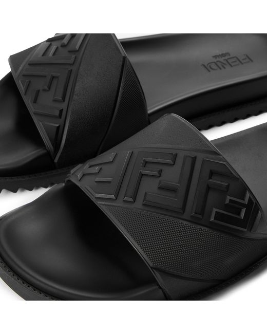 Fendi Black Solid Color Slippers for men