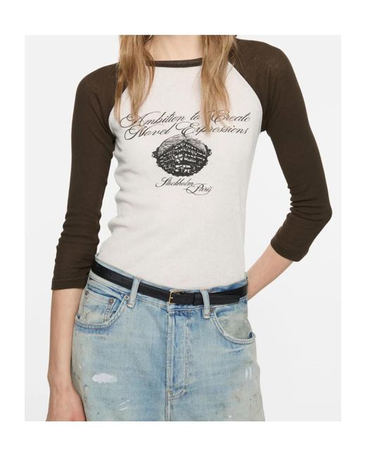 Acne Natural Jersey T-Shirt With Logo