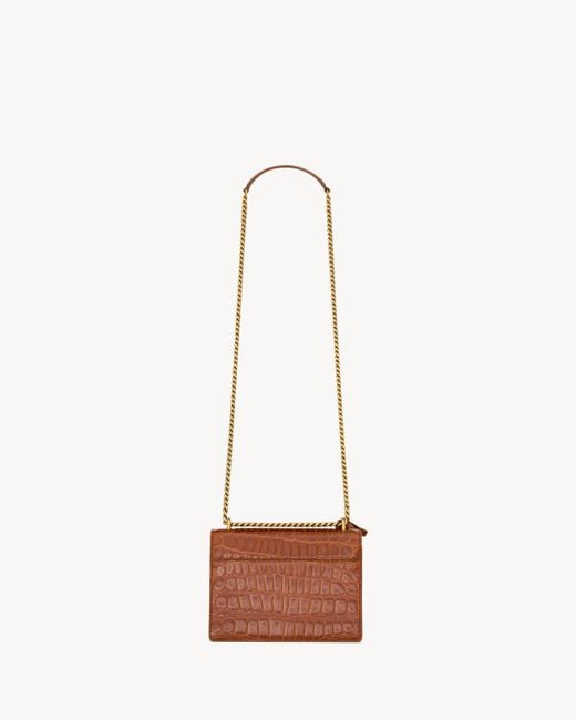 Saint Laurent White Sunset Embossed Small Shoulder Bag