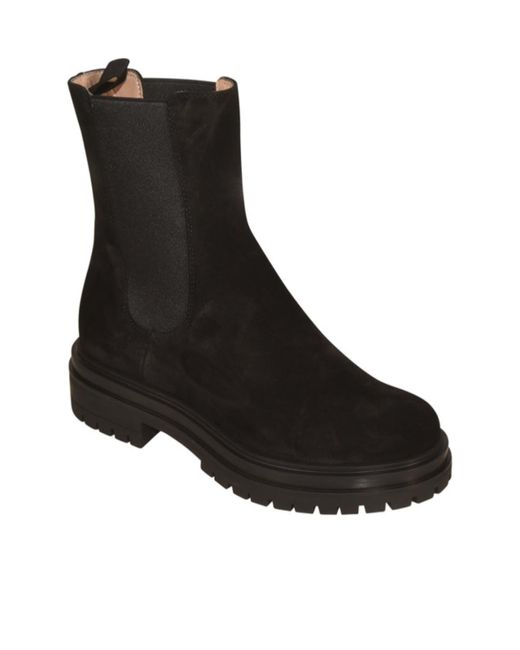 Gianvito Rossi Black Round Toe Ankle Boots