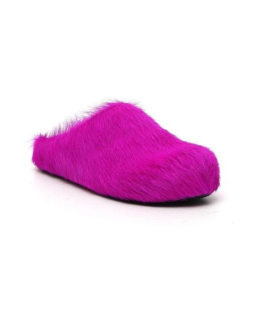 Marni Purple Fluffy Slip-On Mules