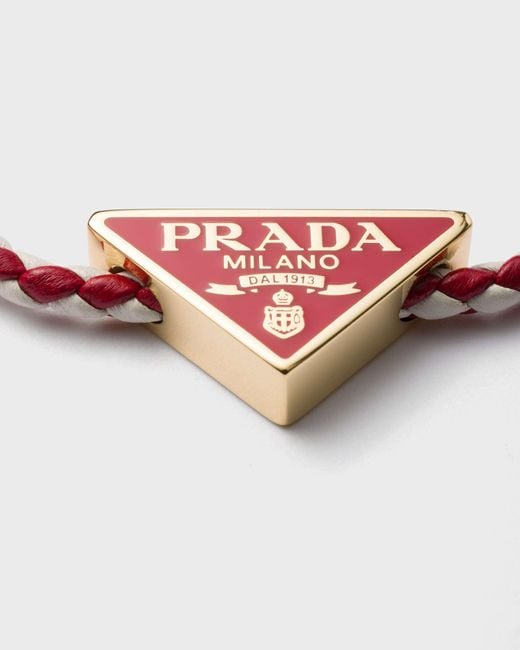 Prada White Braided Nappa Leather Bracelet