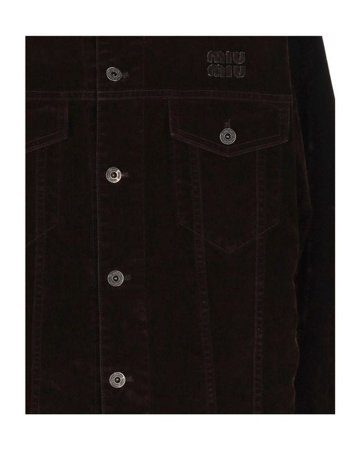 Miu Miu Black Flocked Chambray Jacket