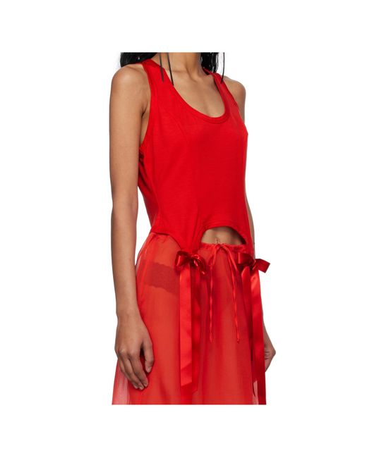 Simone Rocha Red Bow Tail Easy Vest