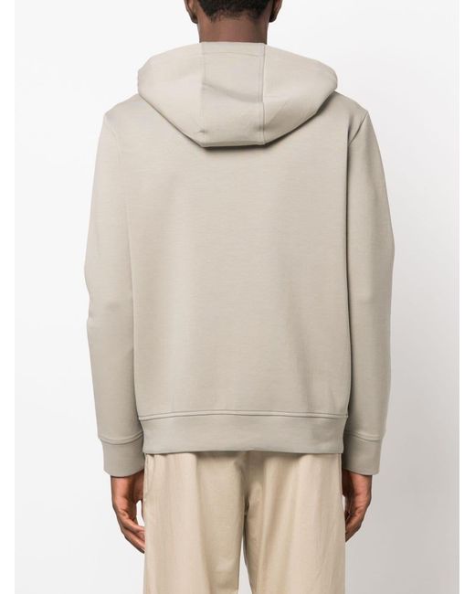 Emporio Armani Natural Logo-Embroidered Zipped Drawstring Hoodie for men