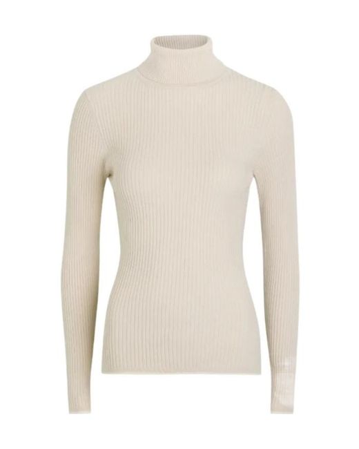 Varley White Ravena Ribbed Roll-Neck Top