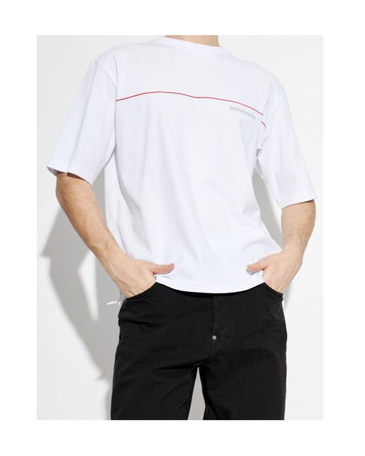 DSquared² White Logo Printed Crewneck T-Shirt for men