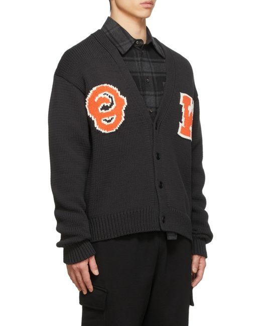 Off-White c/o Virgil Abloh Black Logo Patch V-Neck Cardigan for men