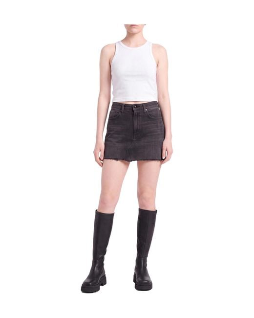 Rag & Bone Black Colorful Denim Midi Skirt