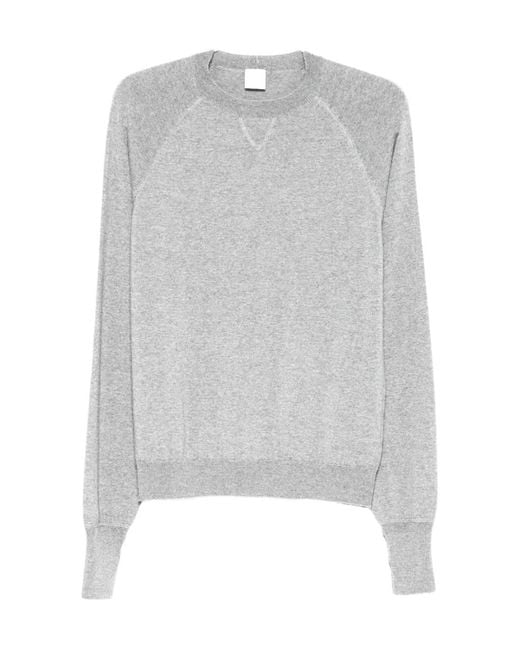 Eleventy Gray Raglan Crewneck Knitted Sweater for men