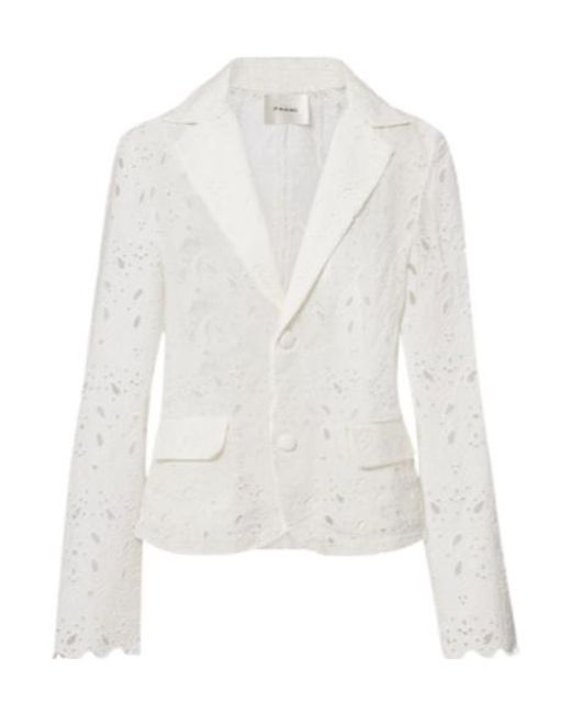 FRAME White Paisley Broderie Anglaise Cotton Blazer