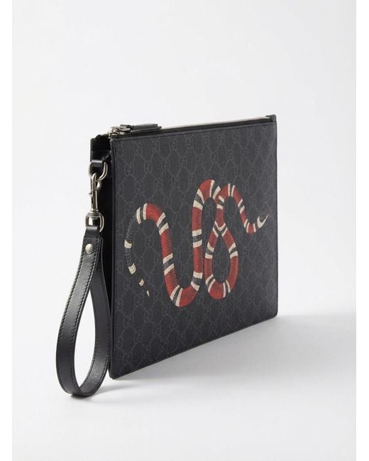 Gucci Black Gg Pouch With Kingsnake for men