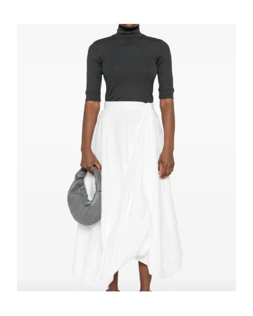 Brunello Cucinelli Gray High-Neck Ribbed Top