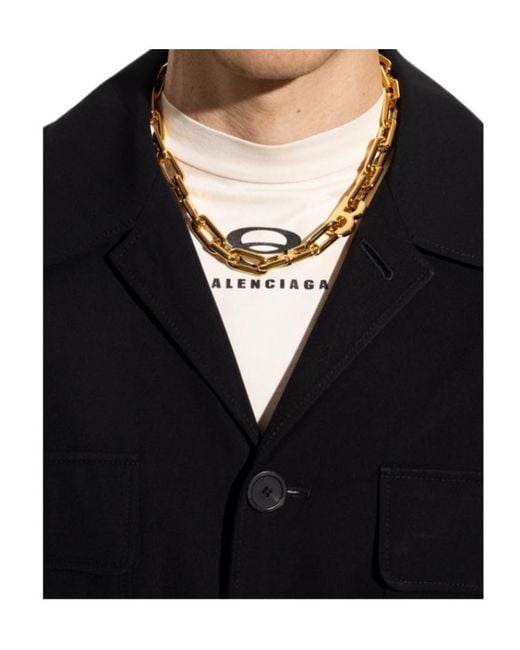 Balenciaga Metallic Chain-Link Logo Engraved Necklace for men