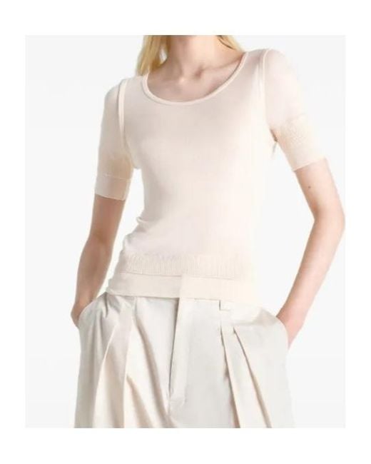 Lemaire White Trompe L'Oeil Ribbed Top