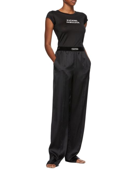 Tom Ford Black Stretch Satin Pj Pants