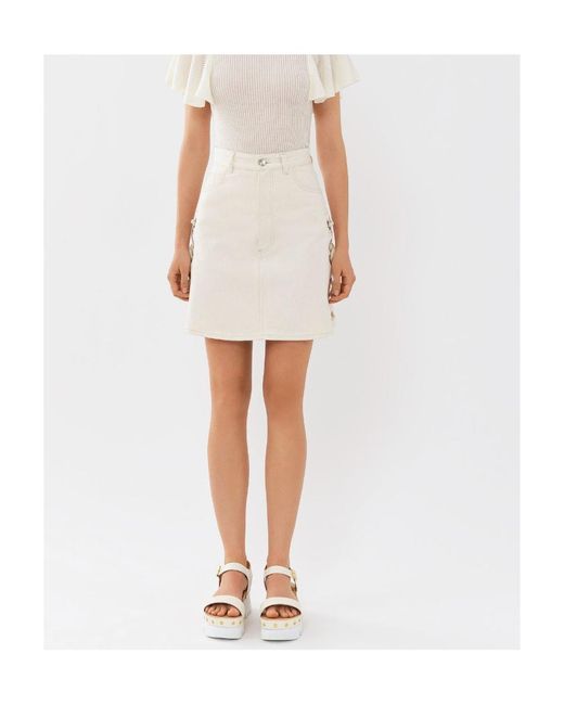 Chloé Natural Chloé Lacing Detailed Mini Skirt